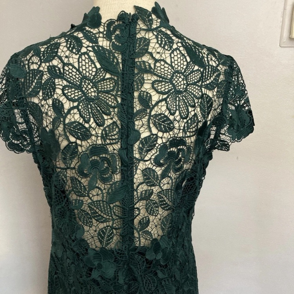 2-14 Laundry Shelli Segal Green lace dress sheath 10 - Picture 5 of 5